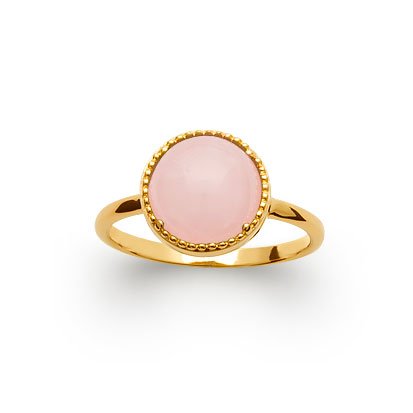 bague quartz rose plaqué or 750