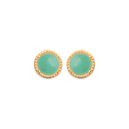 boucle oreille aventurine plaqué or 750