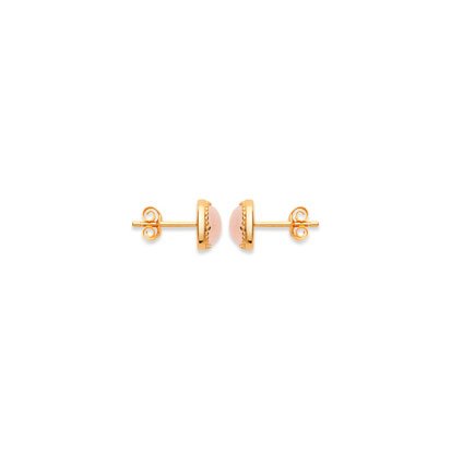 boucles d'oreilles quartz rose plaqué or 750