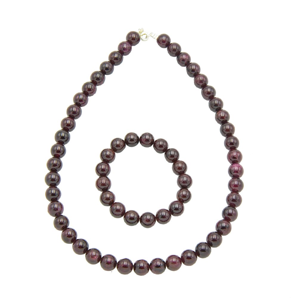 parure grenat pierres boules 10mm parure grenat pierres boules 10mm
