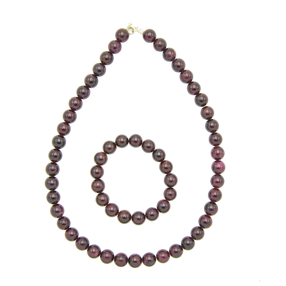 parure grenat pierres boules 10mm parure grenat pierres boules 10mm