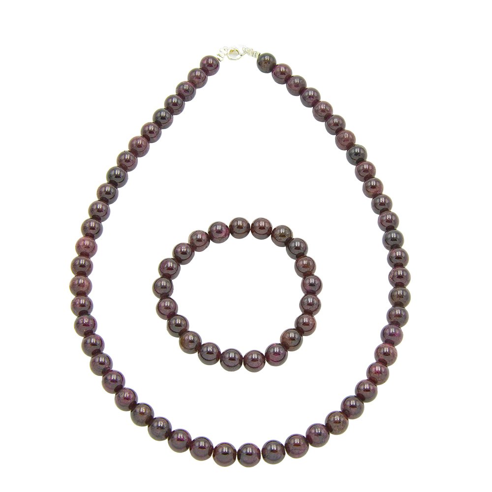 parure grenat pierres boules 8mm parure grenat pierres boules 8mm