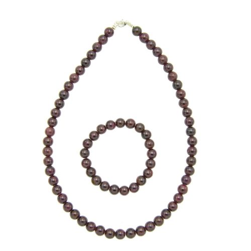 parure grenat pierres boules 8mm
