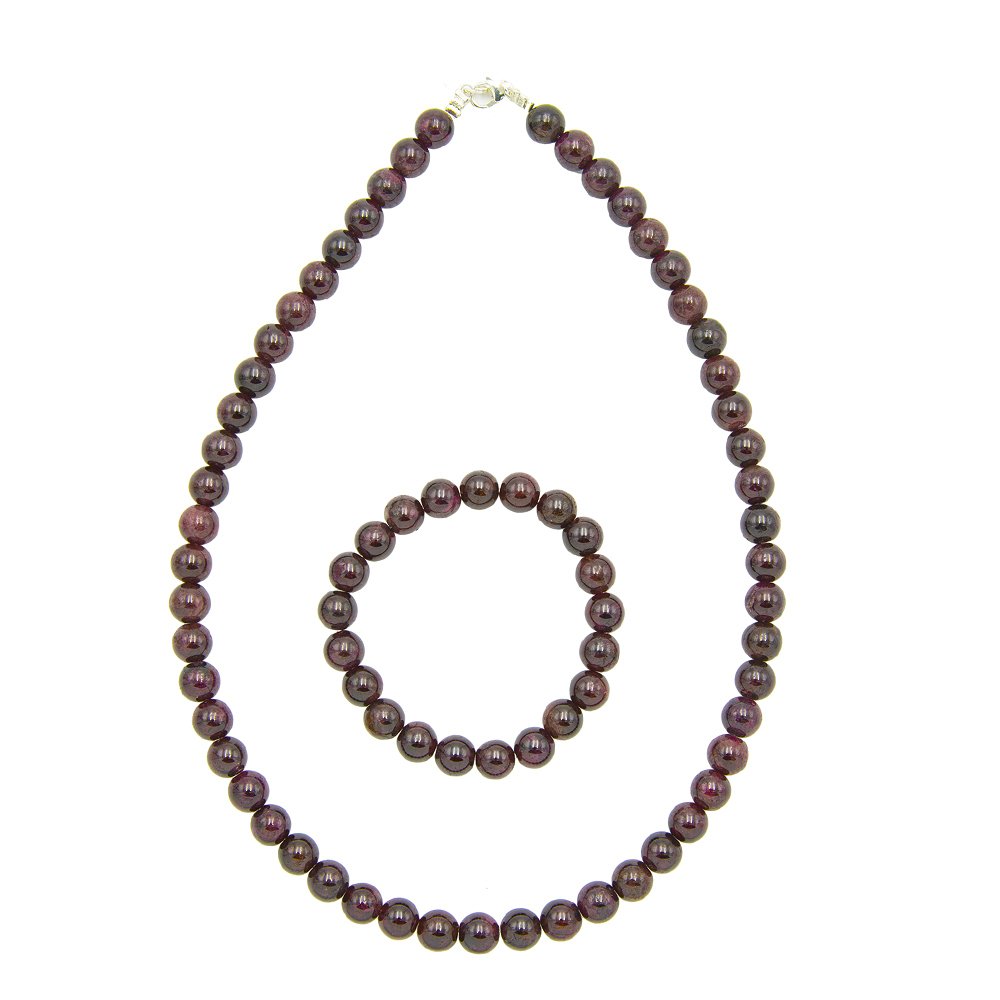 parure grenat pierres boules 8mm parure grenat pierres boules 8mm