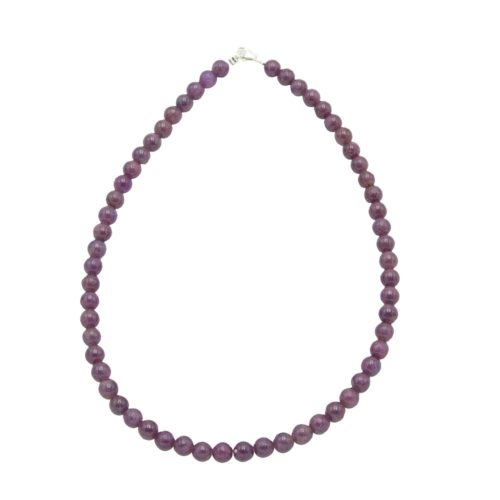 collier rubis pierres boules 8mm