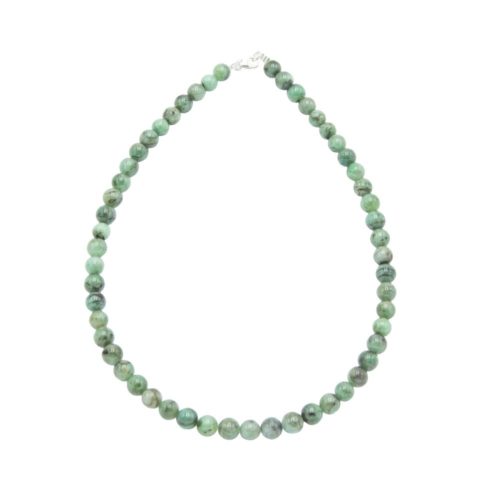 collier émeraude pierres boules 8mm