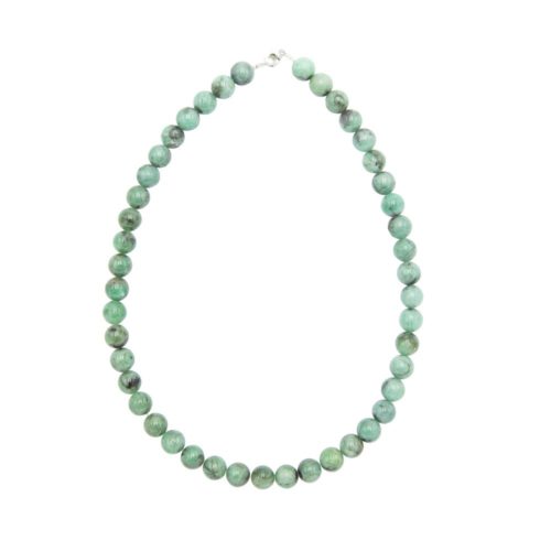 collier émeraude pierres boules 10mm