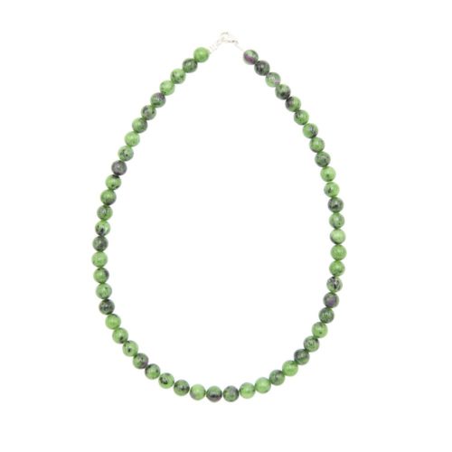 collier rubis sur zoisite pierres boules 8mm