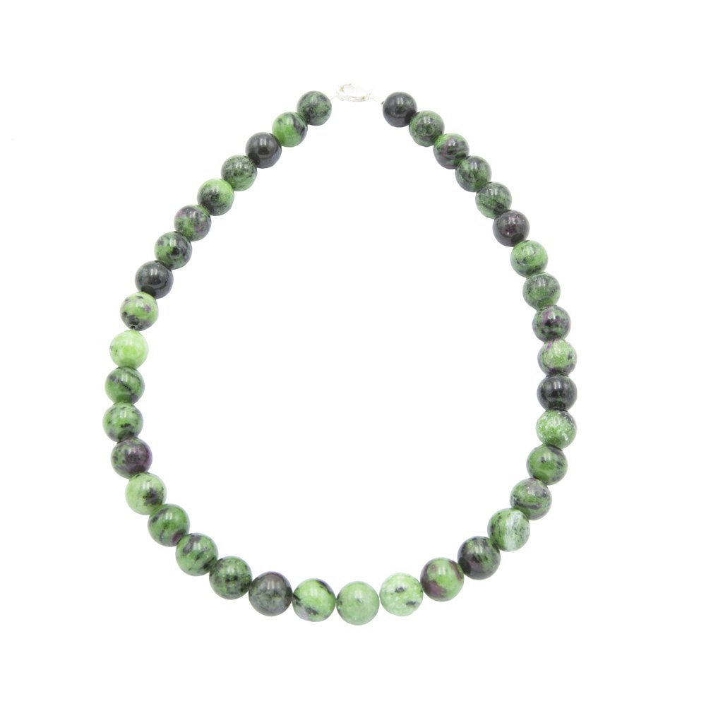 collier rubis sur zoisite pierres boules 12mm collier rubis sur zoisite pierres boules 12mm