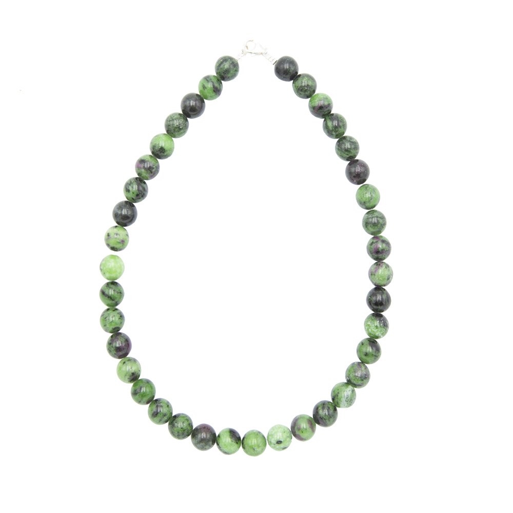 collier rubis sur zoisite pierres boules 12mm collier rubis sur zoisite pierres boules 12mm