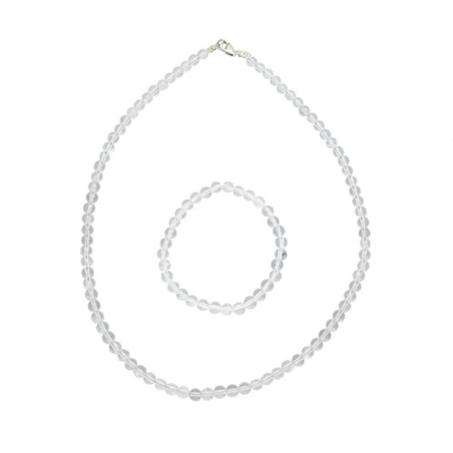 parure cristal de roche pierres boules 6mm