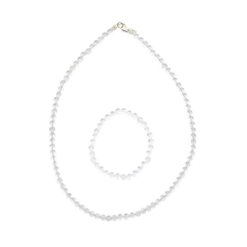 parure cristal de roche pierres boules 6mm