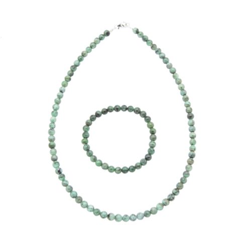 parure émeraude pierres boules 6mm