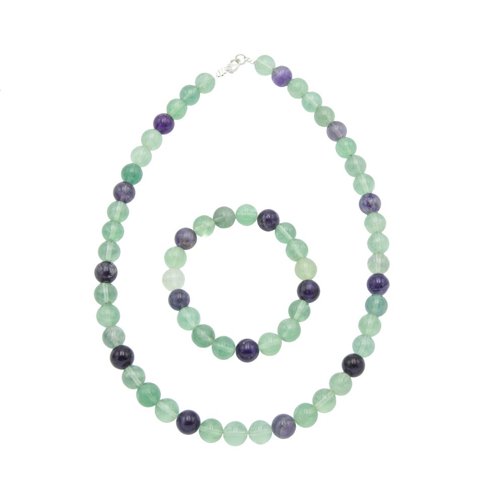 parure fluorite multicolore pierres boules 10mm parure fluorite multicolore pierres boules 10mm