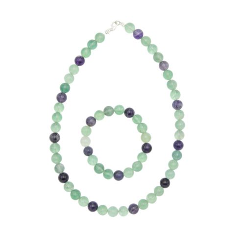 parure fluorite multicolore pierres boules 10mm