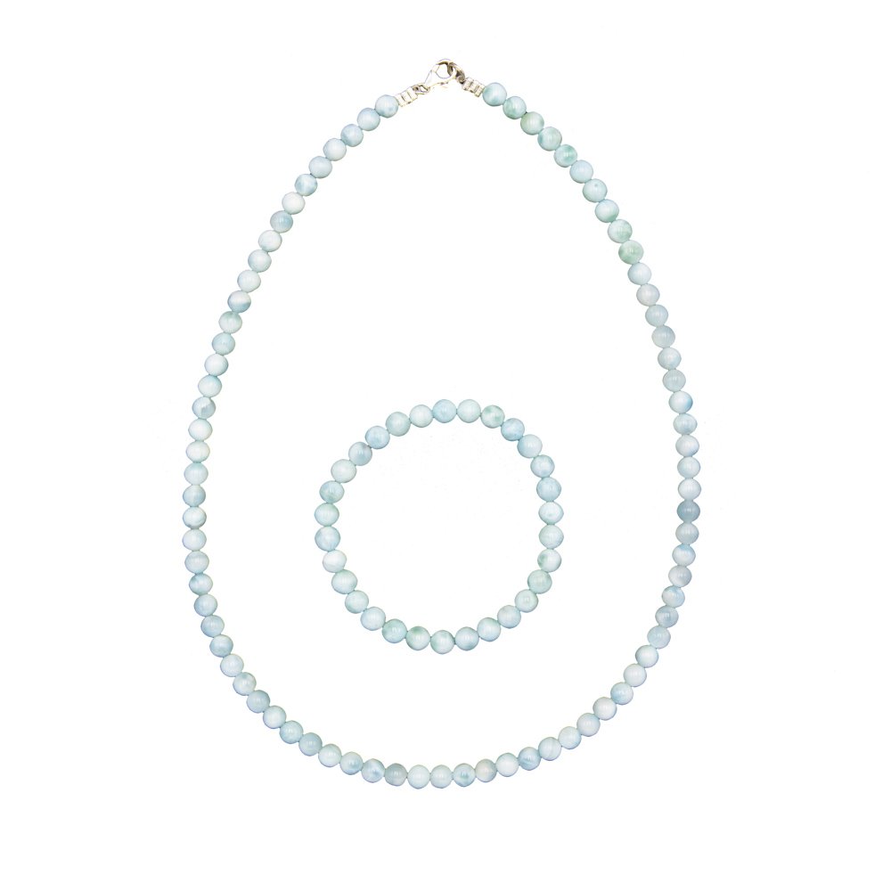 parure larimar pierres boules 6mm parure larimar pierres boules 6mm