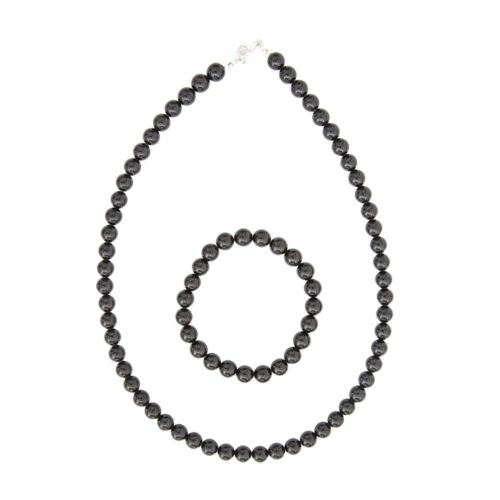 parure onyx pierres boules 8mm