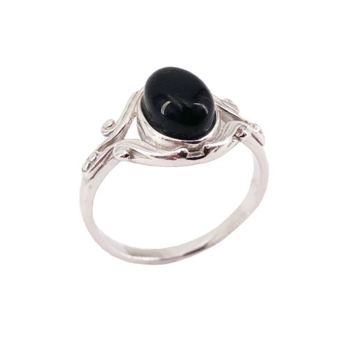 bague onyx noir argent