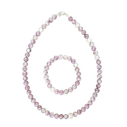 parure Rubellite Pierres Boules 8mm