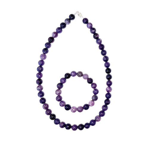 parure tourmaline rose pierres boules