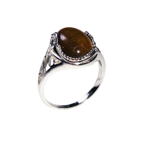 bague oeil de tigre argent rhodie