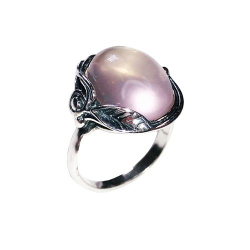 bague quartz rose argent rhodié