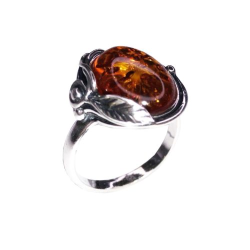 bague ambre argent rhodie