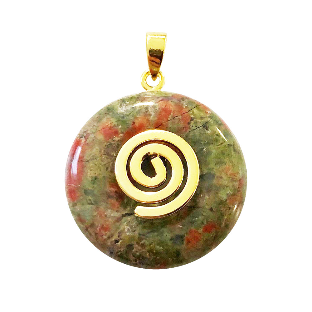 pendentif pi chinois donut unakite doré 20mm pendentif pi chinois donut unakite doré 20mm