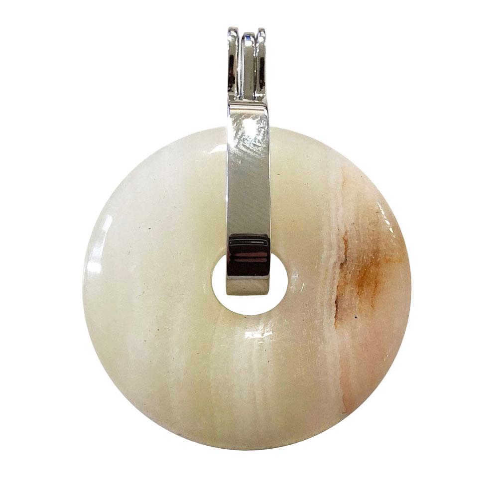 pendentif-aragonite-verte-pi-chinois-donut-support-universel-argente-30mm pendentif aragonite verte pi chinois
