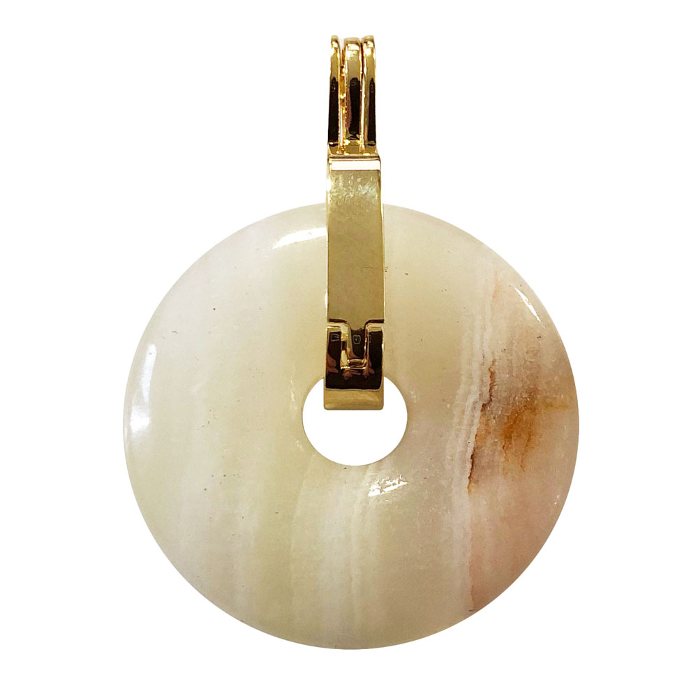 pendentif-aragonite-verte-pi-chinois-donut-support-universel-doree-30mm pendentif aragonite verte pi chinois