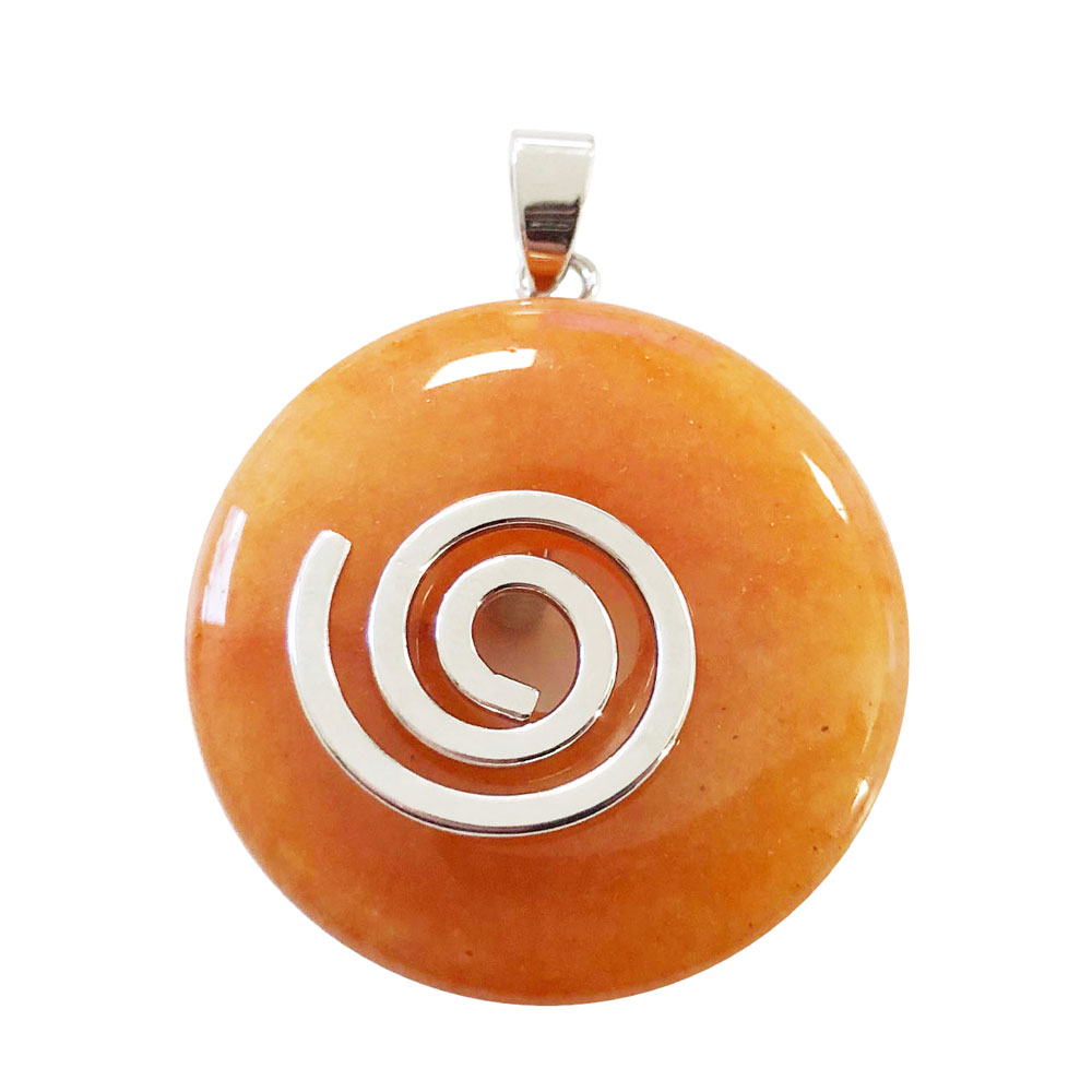 pendentif-aventurine-rouge-pi-chinois-donut-spirale-argentee-30mm pendentif aventurine rouge pi chinois