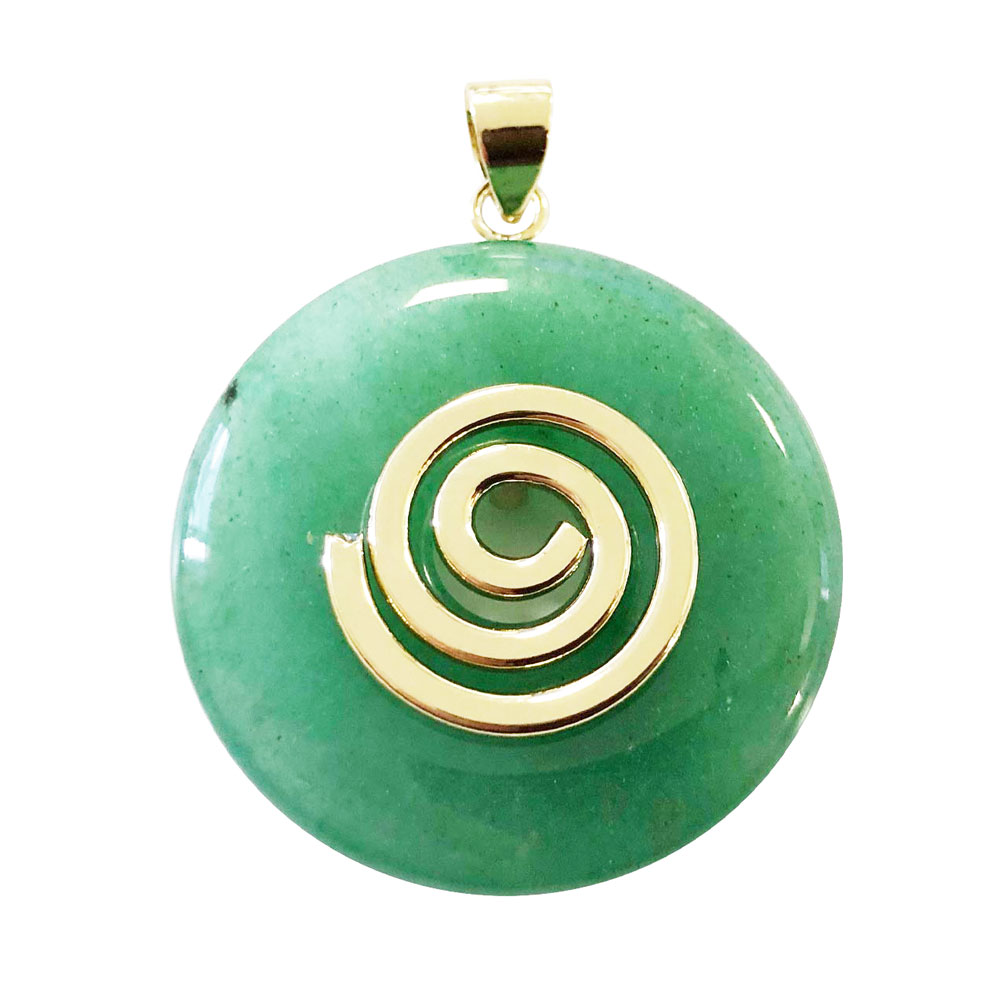 pendentif-aventurine-verte-pi-chinois-donut-spirale-doree-30mm pendentif aventurine verte pi chinois