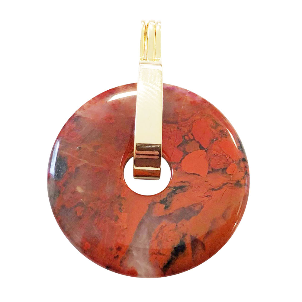 pendentif-jaspe-brechique-pi-chinois-donut-support-universel-dore-30mm pendentif jaspe bréchique pi chinois