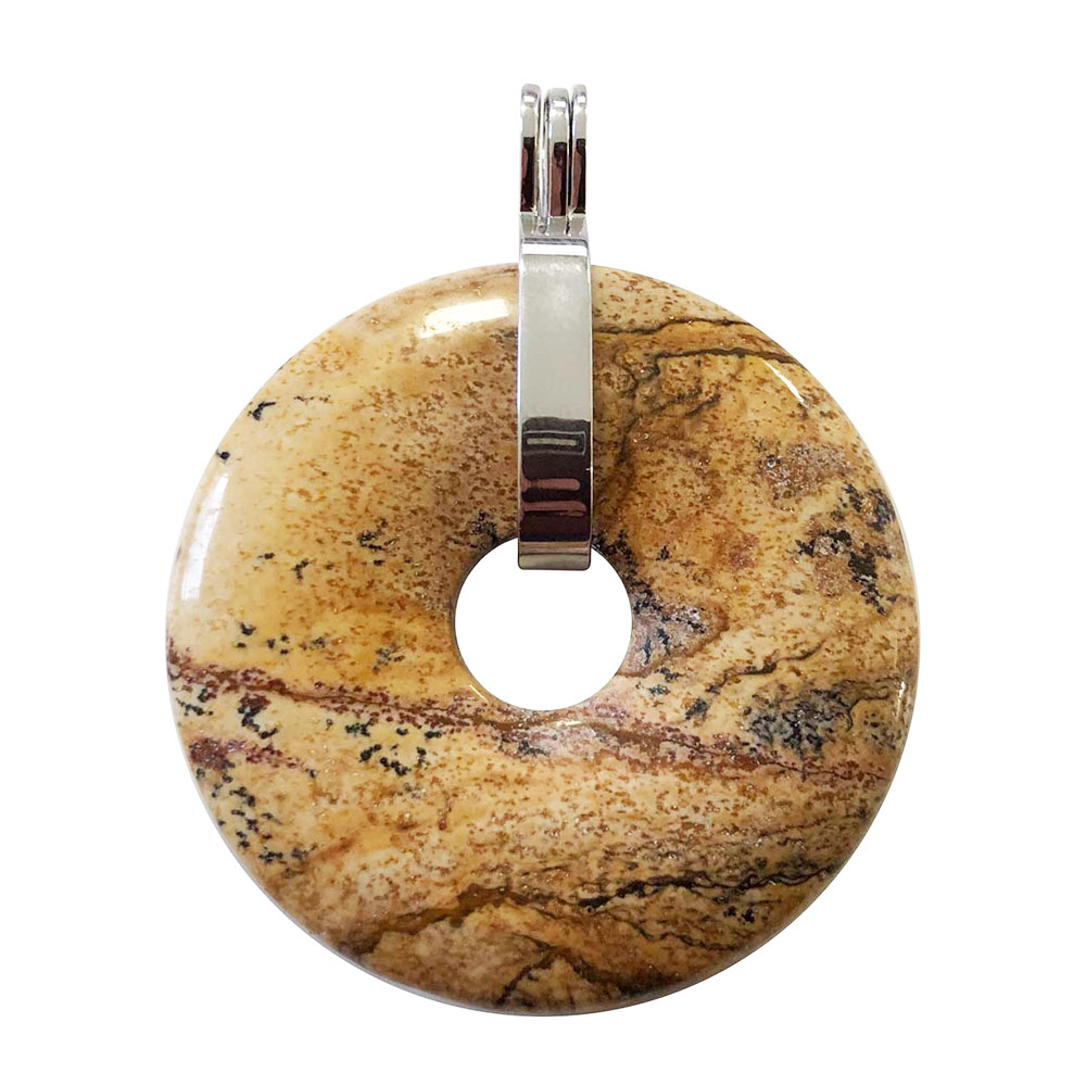 pendentif-jaspe-paysage-pi-chinois-donut-support-universel-argente-40mm pendentif jaspe paysage pi chinois