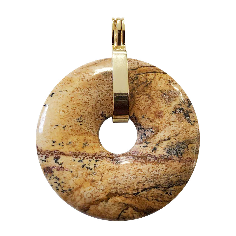 pendentif-jaspe-paysage-pi-chinois-donut-support-universel-dore-40mm pendentif jaspe paysage pi chinois