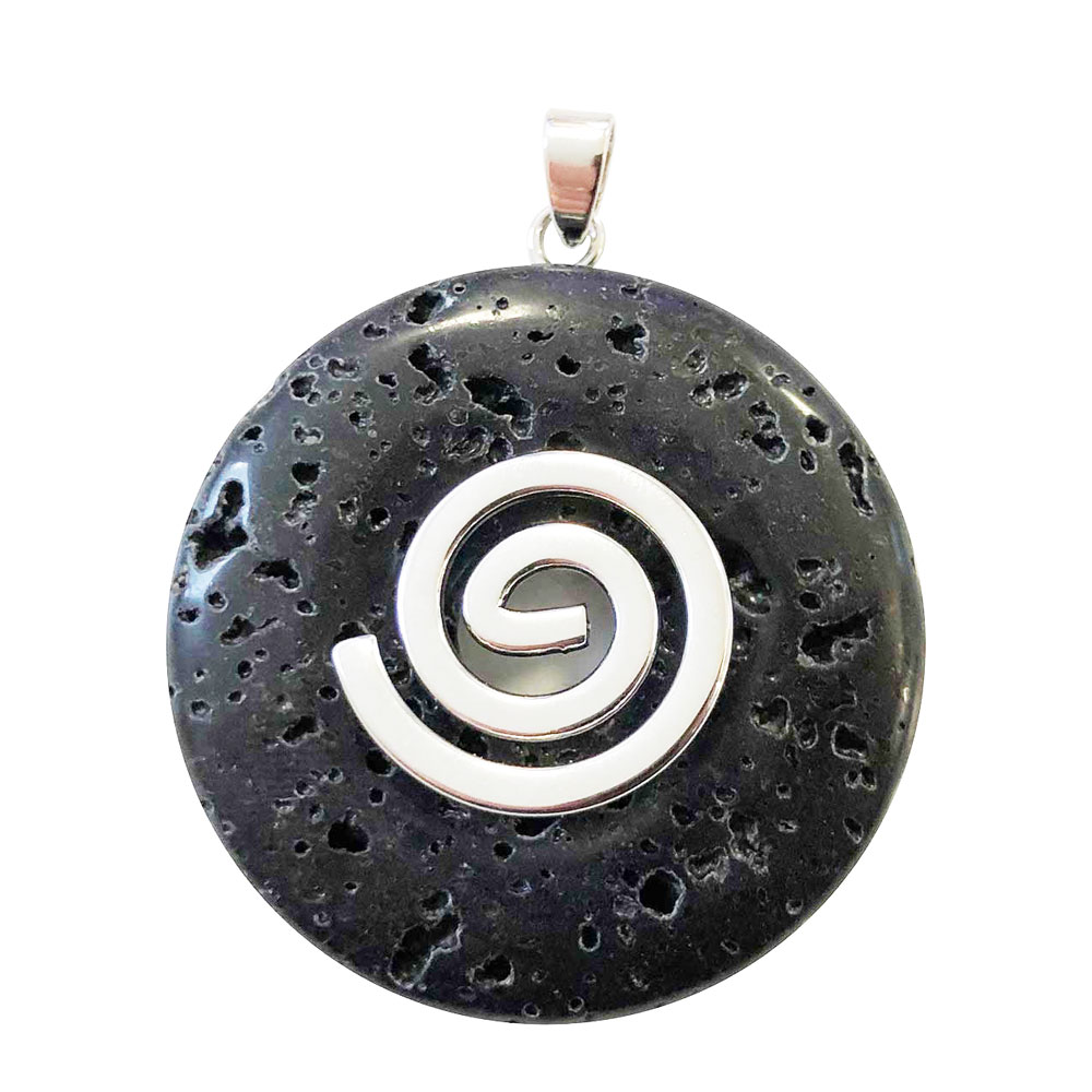 pendentif-pierre-de-lave-pi-chinois-donut-spirale-argentee-40mm pendentif pierre de lave pi chinois