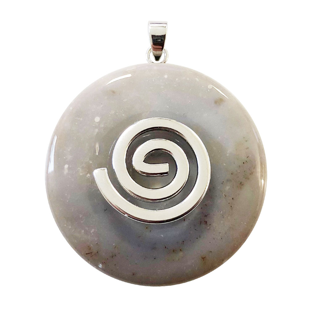 pendentif-silex-pi-chinois-donut-spirale-argentee-40mm pendentif silex pi chinois