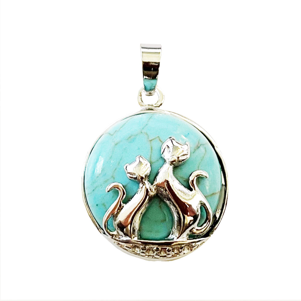 pendentif-turquoise-stabilisee-chat-01 pendentif turquoise stabilisée chat