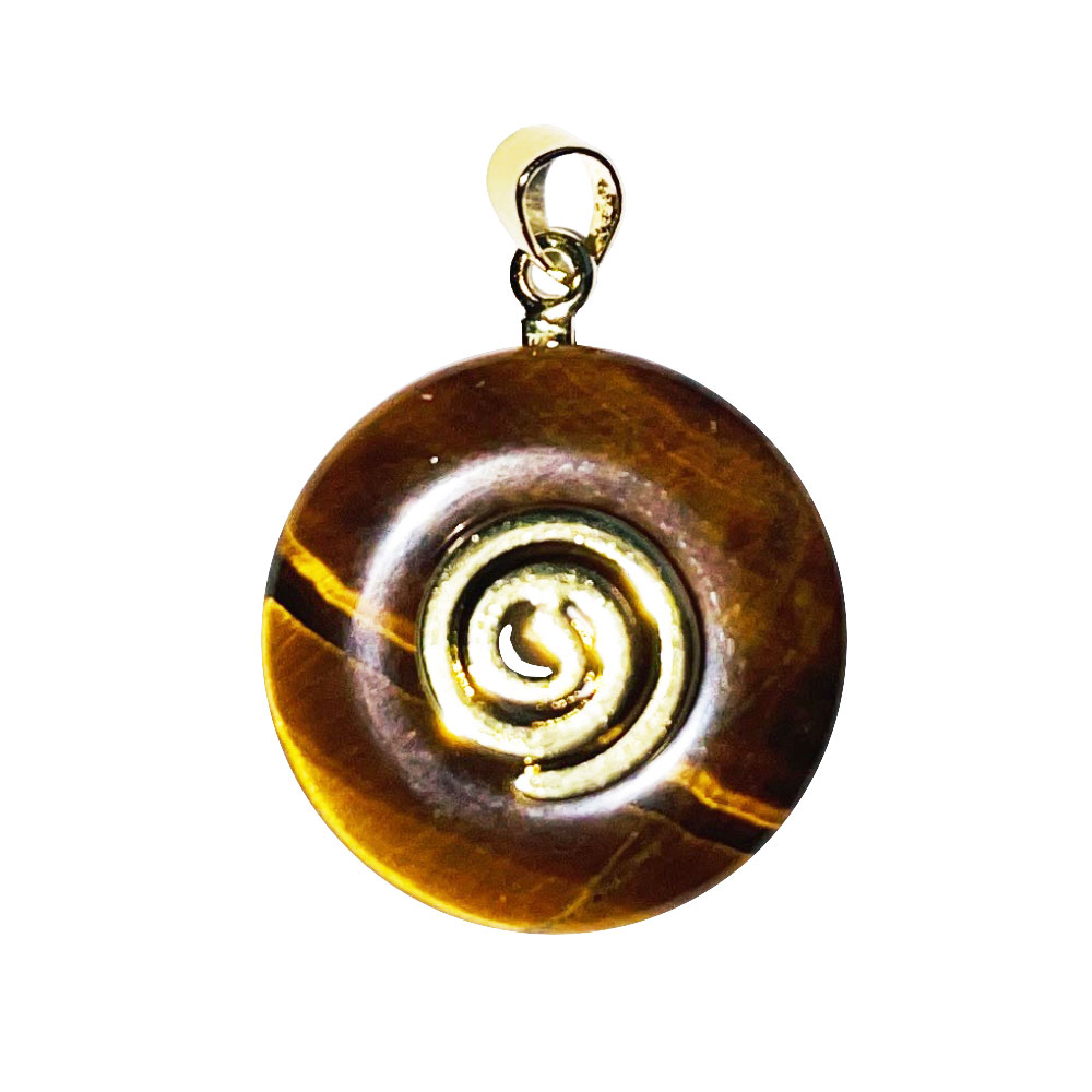 pendentif-pi-chinois-donut-oeil-de-tigre-spirale-doree-20mm Pendentif Oeil de tigre - PI chinois ou Donut