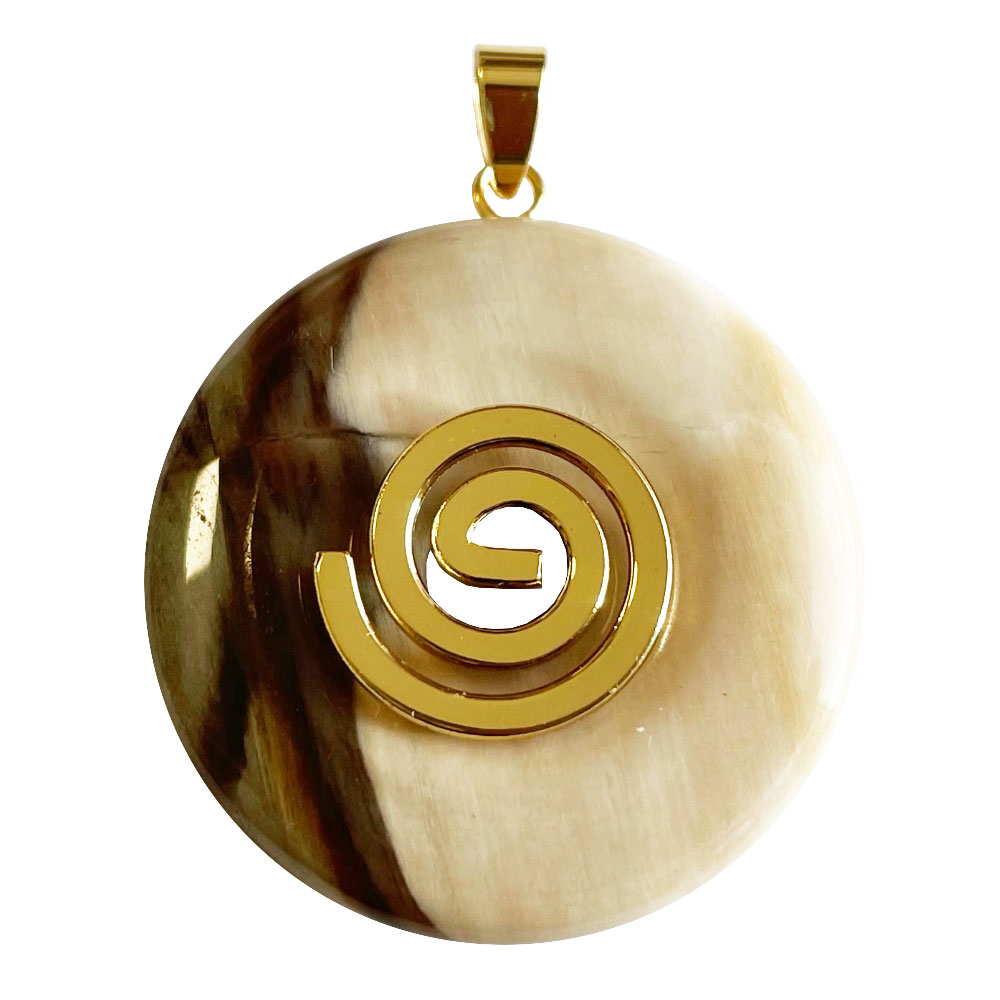 pendentif-pi-chinois-donuts-bois-petrifie-40mm-spirale-doree Pendentif Bois pétrifié - PI chinois ou Donut