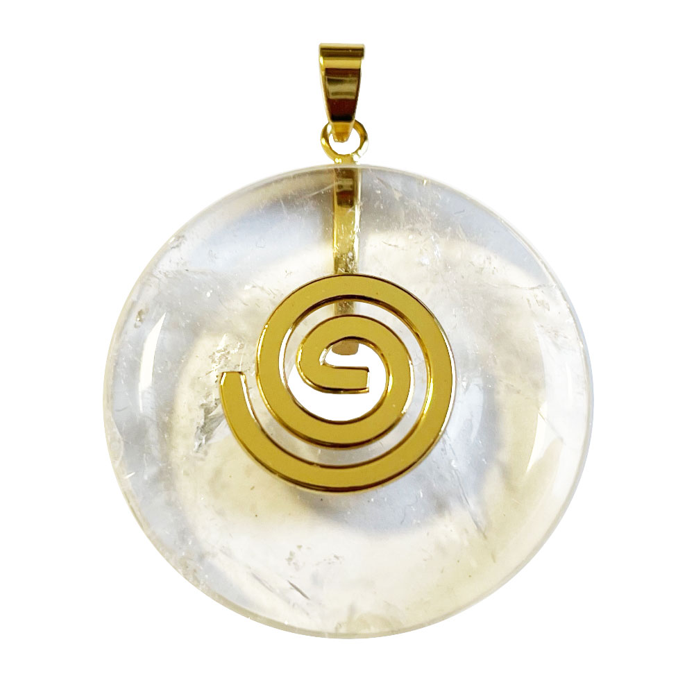 pendentif-pi-chinois-donuts-cristal-de-roche-40mm-spirale-doree Pendentif Cristal de Roche - PI chinois ou Donut