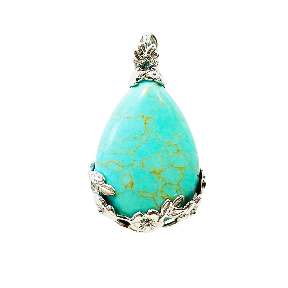 pendentif-turquoise-stabilisee-goutte-fleurie-01 pendentif turquoise stabilisée goutte fleurie
