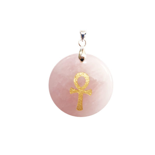 pendentif quartz rose croix égyptienne