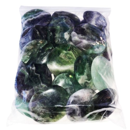 sachet pierres plates fluorite multicolore
