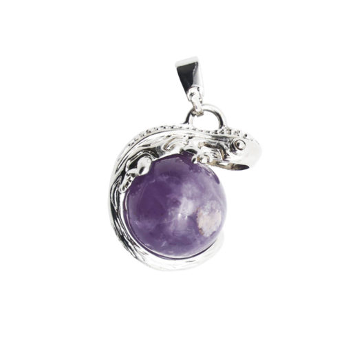 pendentif amethyste lezard