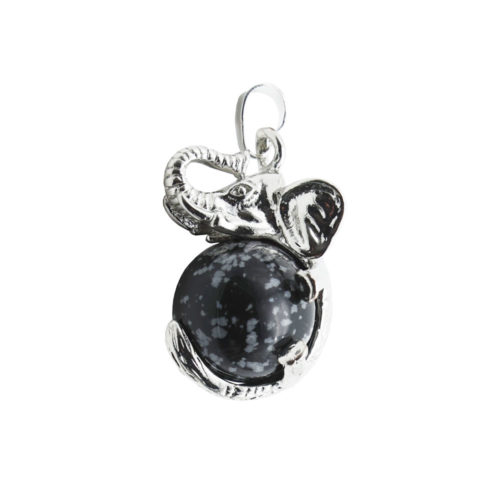 pendentif obsidienne neige elephant