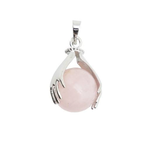 pendentif quartz rose deux mains