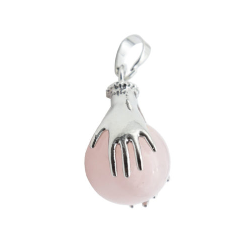 pendentif quartz rose deux mains