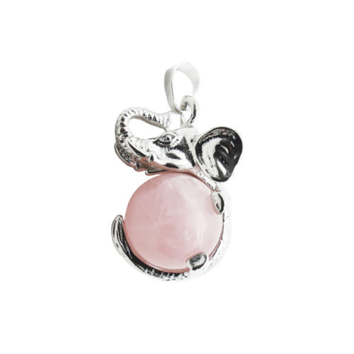 pendentif quartz rose elephant