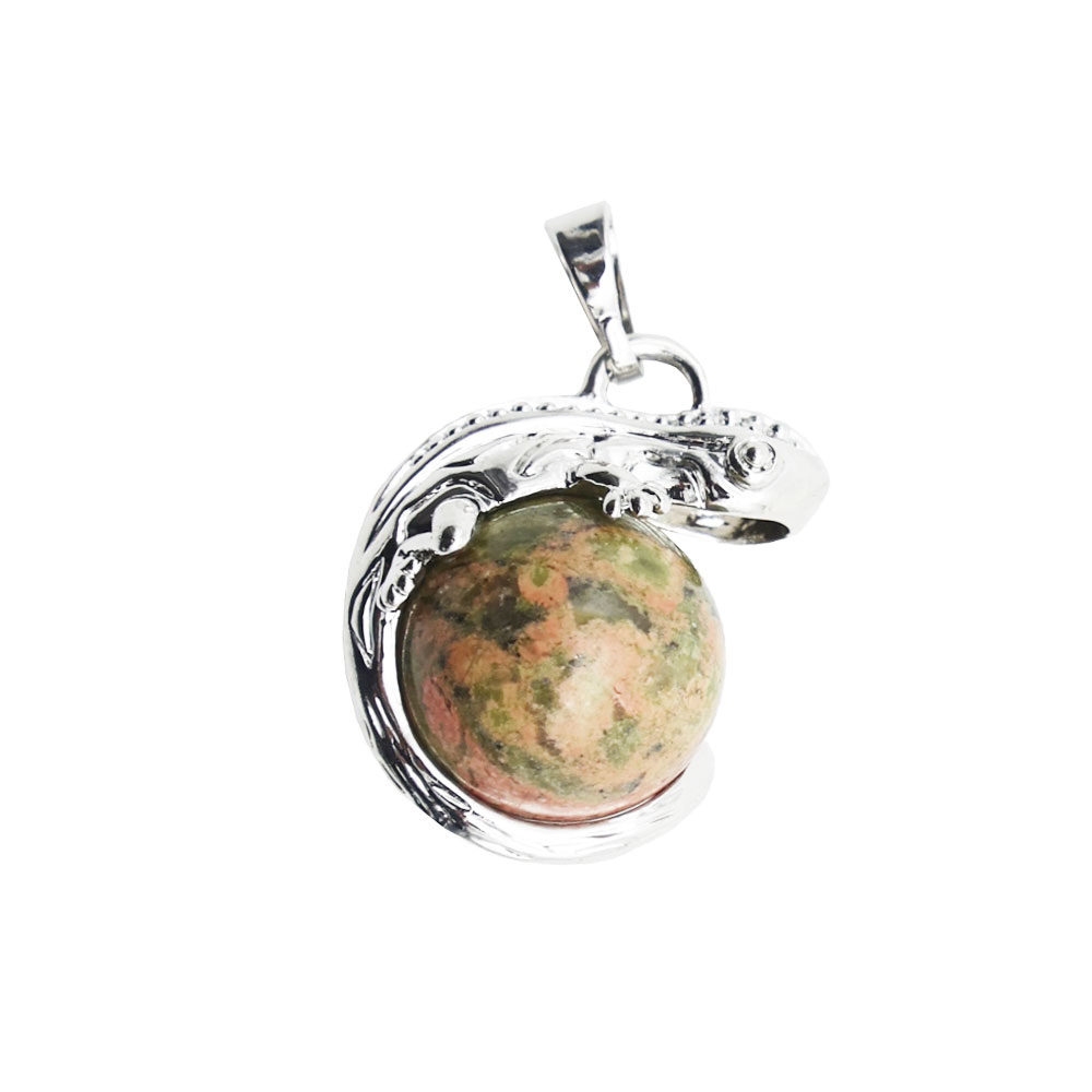 pendentif-unakite-lezard-01 pendentif lezard unakite